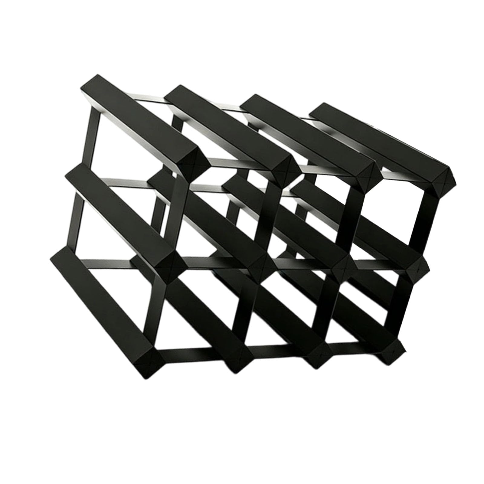 carotoe Freestanding Wine Rack for Countertop, Wooden 9 Bottle Organizer with Black Finish and Horizontal Bottle Display for Kitchen Spaces Counter Wine Organizer Tabletop Holder Black Wood