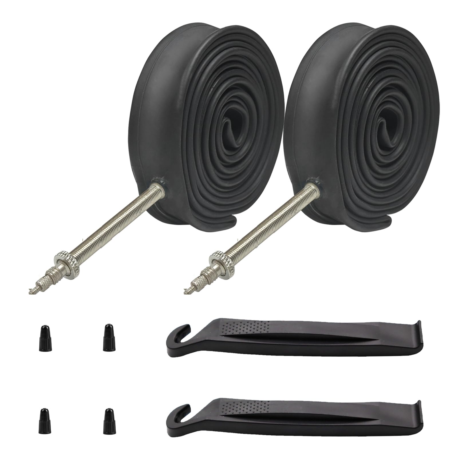 4 PCS Heavy Duty Bike Tubes 4 Packs 700x23 700x25C 48mm 80mm Road Bike Inner Tubes 23-622 25-622 Presta Valve (2 PCS 60mm)