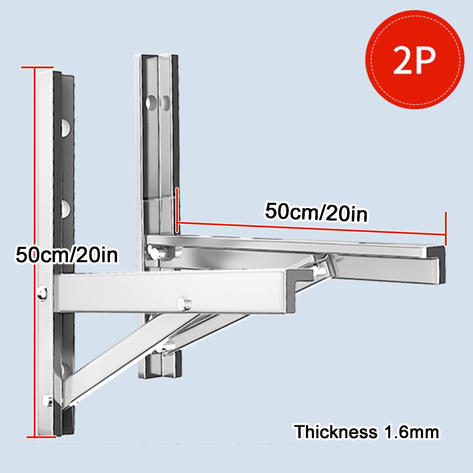 Genérico Soporte de Pared Exterior Resistente para minisplit de Aire Acondicionado, Soporte Plegable de Acero Inoxidable 304, 50 x 50 cm, solución de Montaje de CA Duradera y Resistente a la intemper