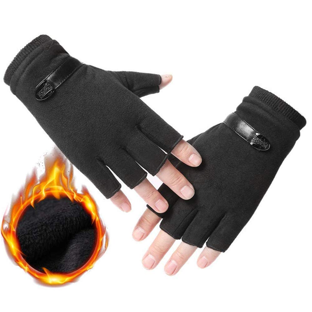 Rękawiczki, rękawiczki termiczne, rękawiczki bez palców Zimowe ciepłe rękawiczki z jednym palcem Rękawiczki robocze Unisex dla mężczyzn Thermal Kolarstwo Motocykl Bieganie Na zewnątrz Czarny