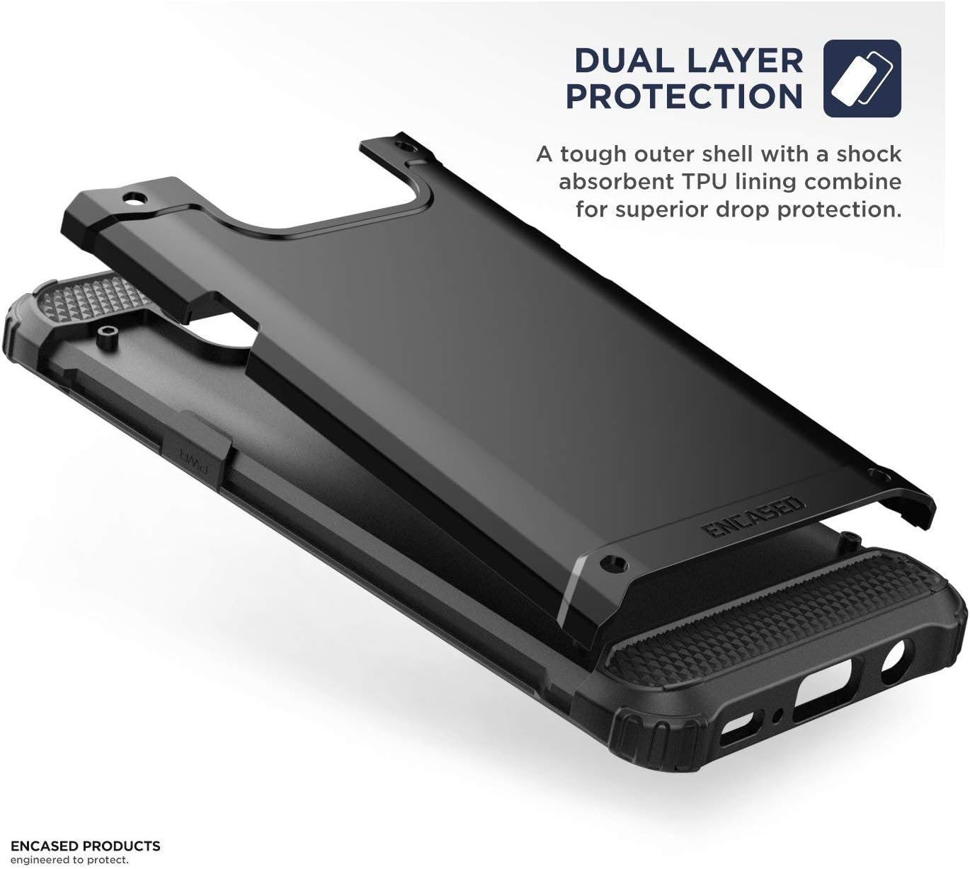Galaxy S8 Tough Belt Case & Clip (Encased R7 Series) Premium 2-Layer Protection with Flexible TPU Inner and Hard Outer Cover for Samsung S8 (Holster Included) (Jet Black)