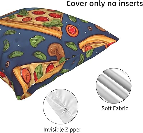 Miniatura 5 de Funda de almohada cuadrada suave con estampado de pizza, funda de cojín para decoración del hogar, sala de estar, cama, sofá automóvil, 12 x 12