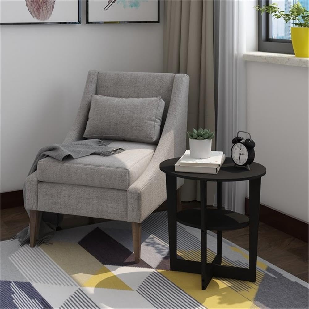 Furinno TURN-N-TUBE Side Table, 3-Tier Square Modern End Table, Open Shelves Nightstand, Night Stand, Bedside Table, Easy Assembly, for Living Room, Bedroom, Espresso