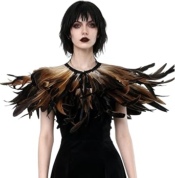 Châle épaulette Gothique En Plumes Noires - Pour Halloween, Cosplay, Soirées, Costume Sorcière Ou Maléfique
