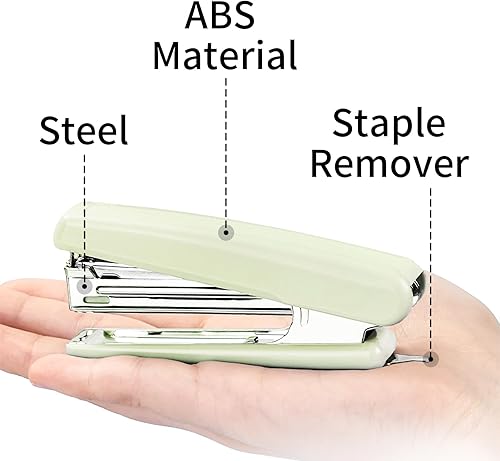 Miniatura 2 de EZWORK Engrapadora, engrapadora de escritorio de oficina de capacidad para 25 hojas, engrapadora 2 en 1, removedor de grapas integrado, perfecto