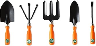 TrustBasket Gardening Tools Kit for Home 5-Piece Garden Tools for Home Gardening Set Including Big & Small Trowel, Cultivator, Weeder & Garden Fork Durable Agriculture Tools & Gardening Items Combo