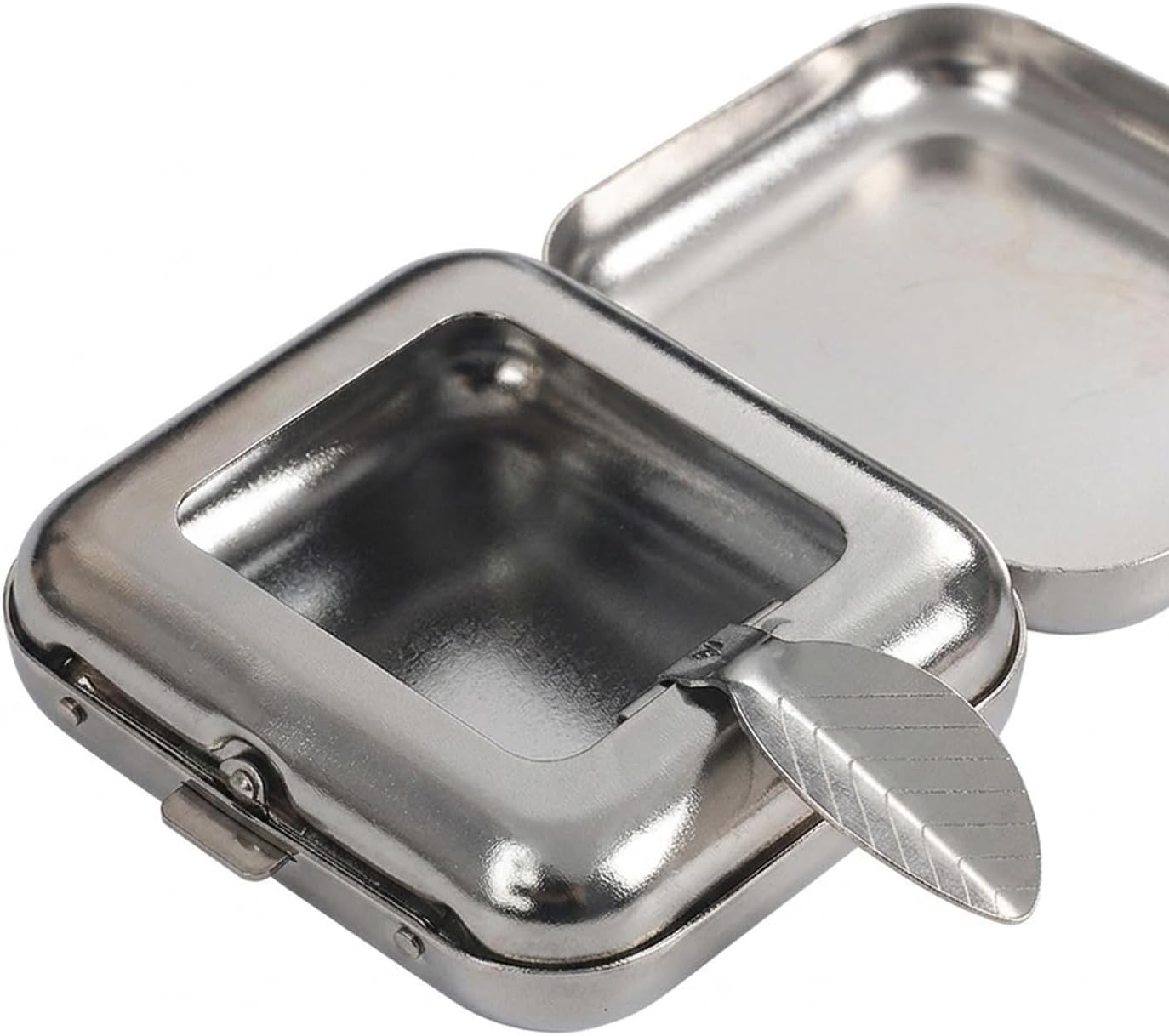 Compact Metal Container with Lid & Keychain - Portable Sealed Pocket Size Storage for Travel