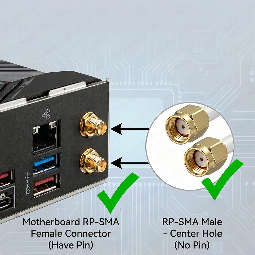 Antenas WiFi 6 para placa base MSI RP-SMA 2T2R Antena WiFi 6E de doble banda 2.4GHz 5GHz adaptador de base magnética PC computadora de escritorio