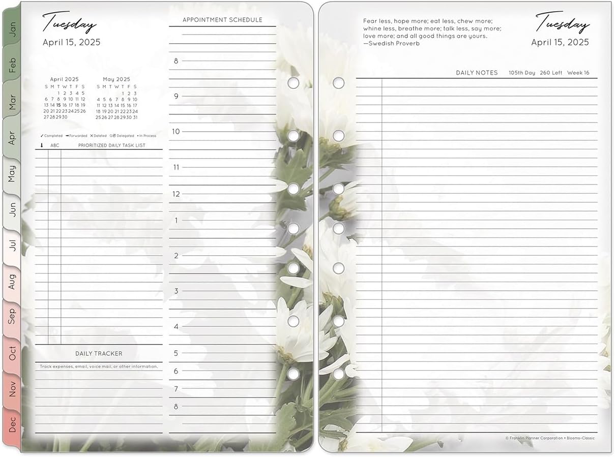 FranklinCovey - Blooms Planner Refill | Two Pages Per Day Ring-Bound (Compact, Jan 2026 - Dec 2026)