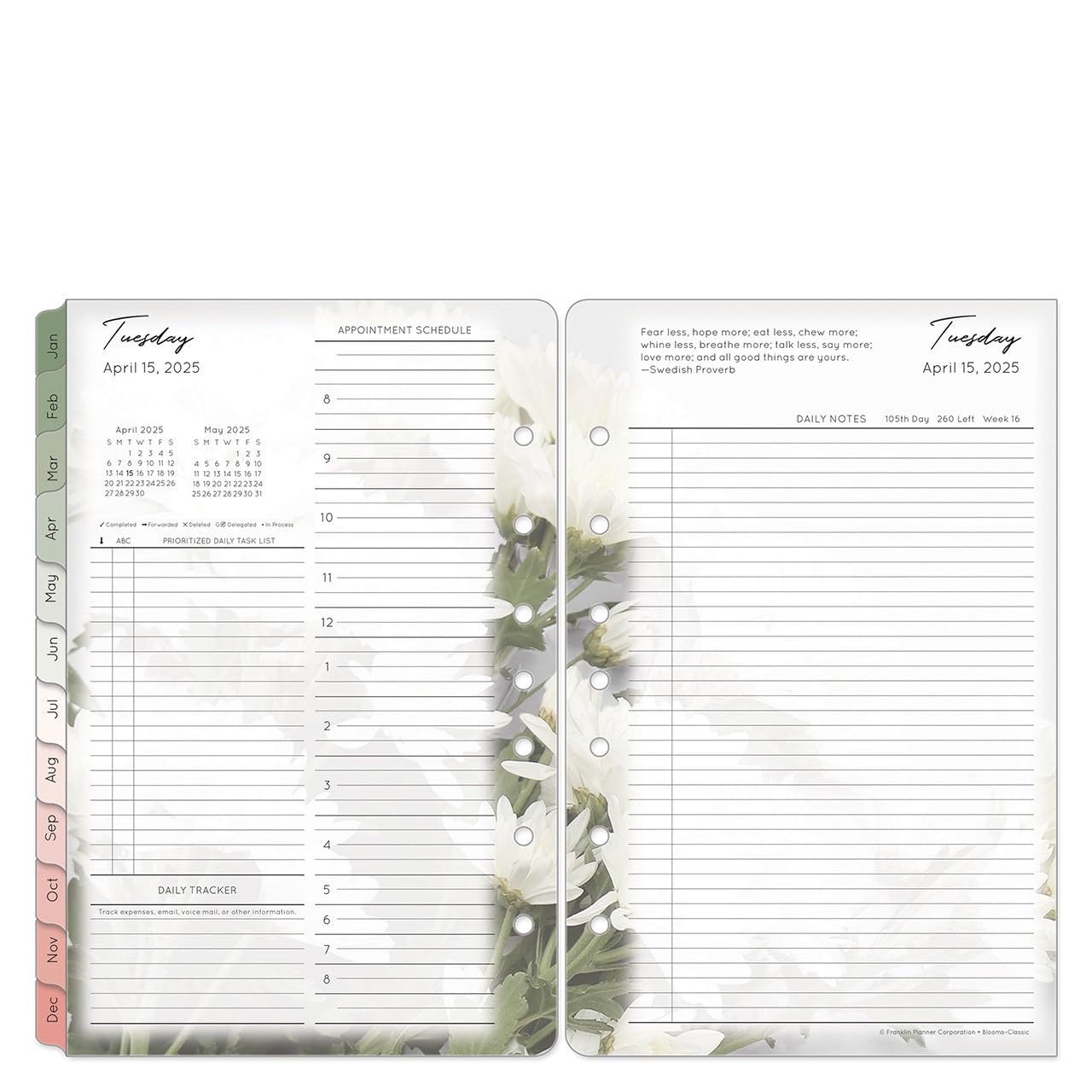 FranklinCovey - Blooms Planner Refill | Two Pages Per Day Ring-Bound (Compact, Jan 2026 - Dec 2026)