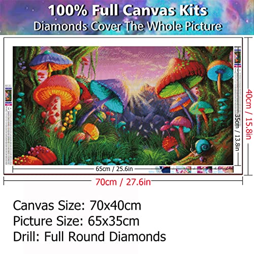 YALKIN 5D Large Diamond Painting Kits for Adults (27.6x15.7inch), Colorful Mushroom Round Full Round Drill Nature Gem Arts Paint by Diamonds Kits Diamond Art Kits for Home Wall Decor Relax Gift - Thumbnail 3
