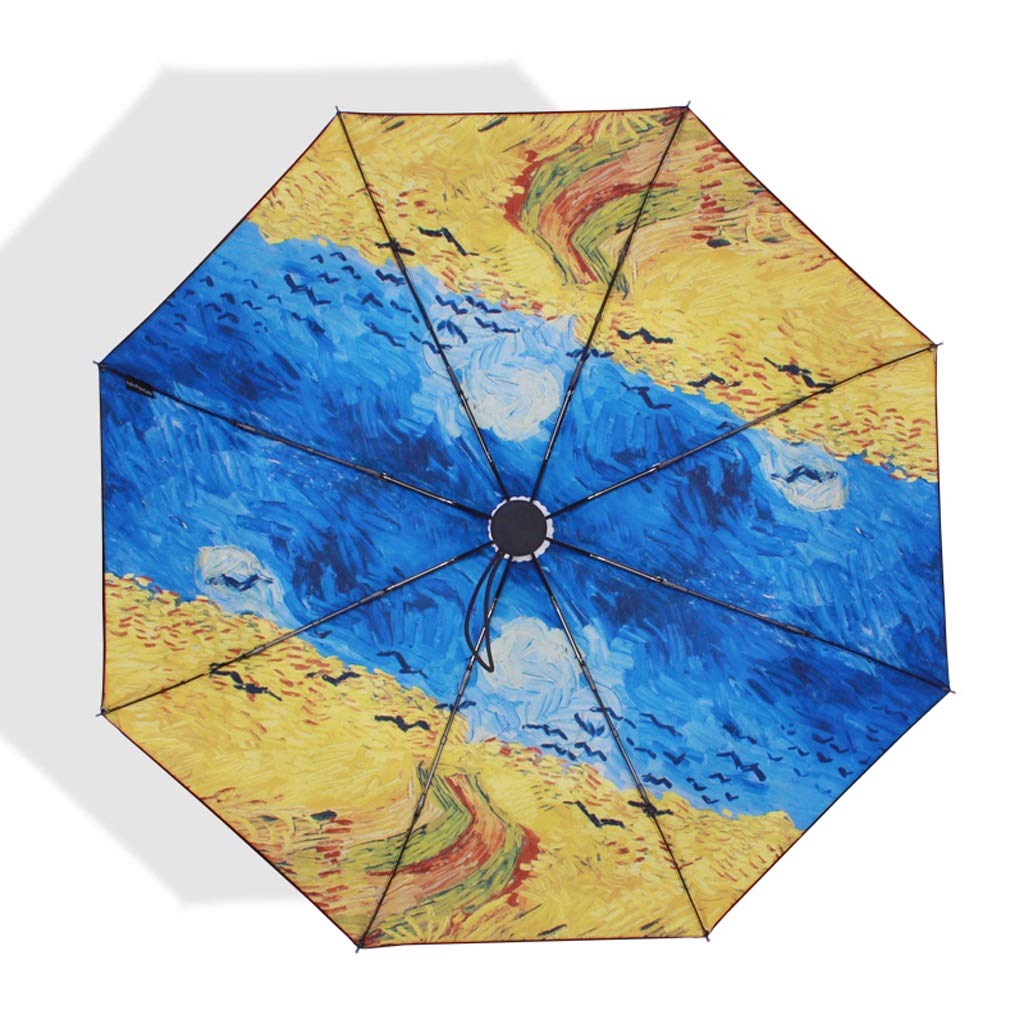 Art Style Umbrellas Rain And Rain Umbrellas Double Layer Black Plastic Sun Protection UV Umbrellas Four Styles Available Collapsible umbrella Makfacp (Color : B)