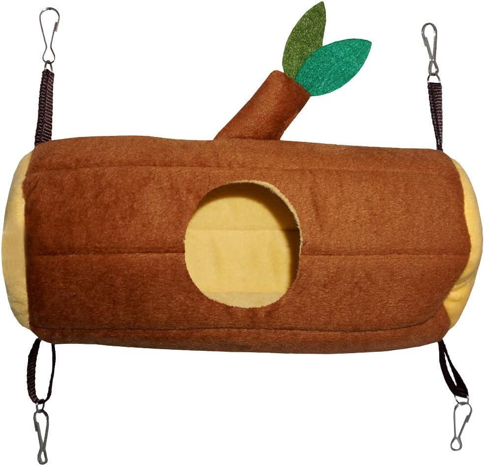Western Era Cute Design Hanging Hut Hammock Tree Trunk for Winters for Hamster, Sugar Glider, Bird, Hedgehog, Gerbill, Squirrel, Mice, Rat, Young Guinea Pig, Young Rabbit (Light Brown)