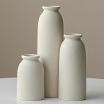 Vase en céramique Set-3, Vases de petites fleurs pour décorer, style de ferme moderne Boho, Vases décoratifs pour l'herbe de Pampas & Fleurs séchées, finition difficile (Beige)