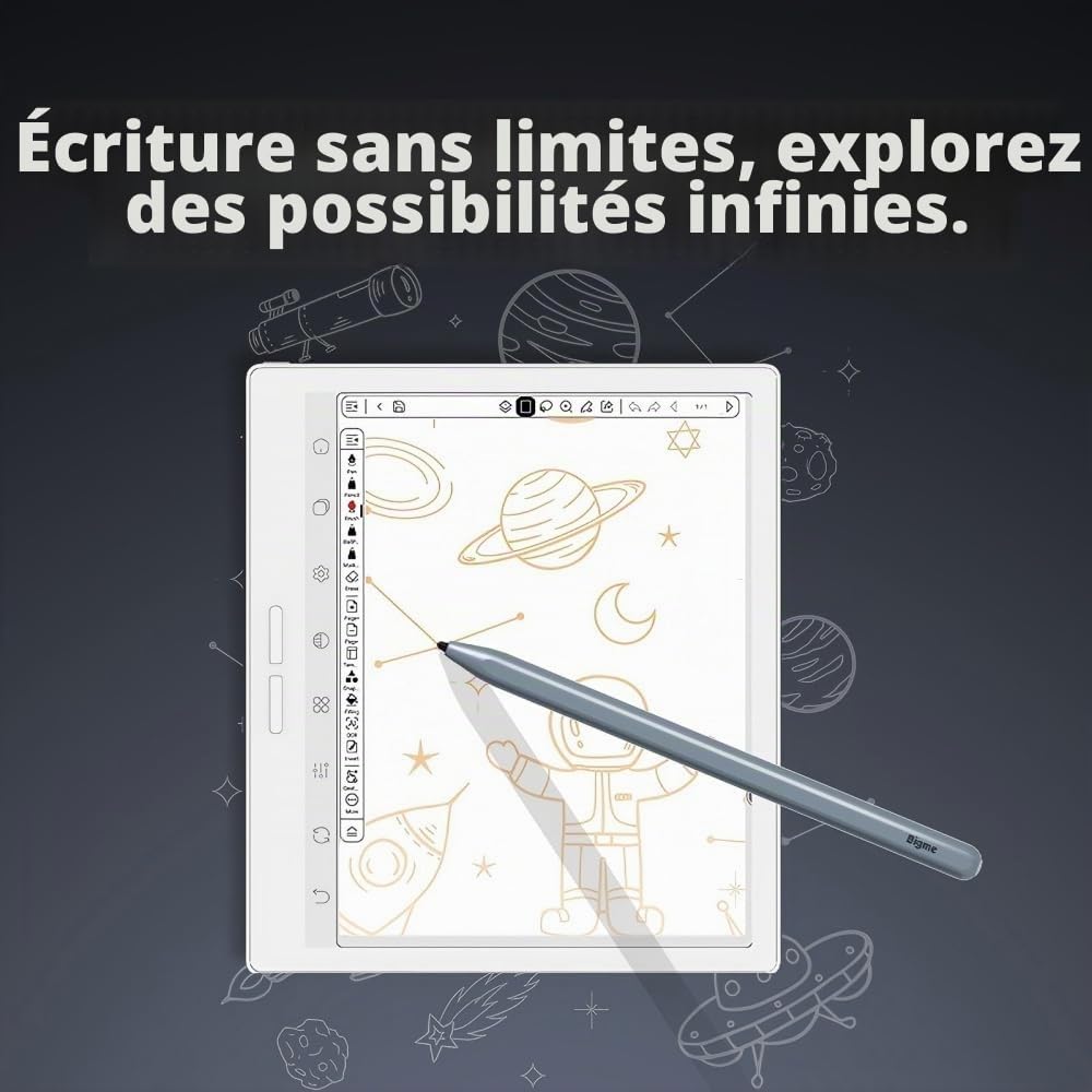 Bigme B751C-S Couleur eReader, tablette ePaper 7 pouces Eink pour prendre des notes avec stylet, 4 Go + 64 Go, housse de protection, tablette e-Reader e-Ink Android avec traduction audiolivre, longue