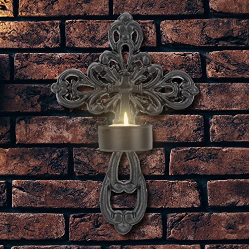 Zerodeko 2Pcs Metal Candle Holder Wall Hanging Sconce Tealight Pillar Candlesticks Cross Tealight Candle Holder Retro Iron Candlestick For Living Room Bathroom Dining Room #TOP6