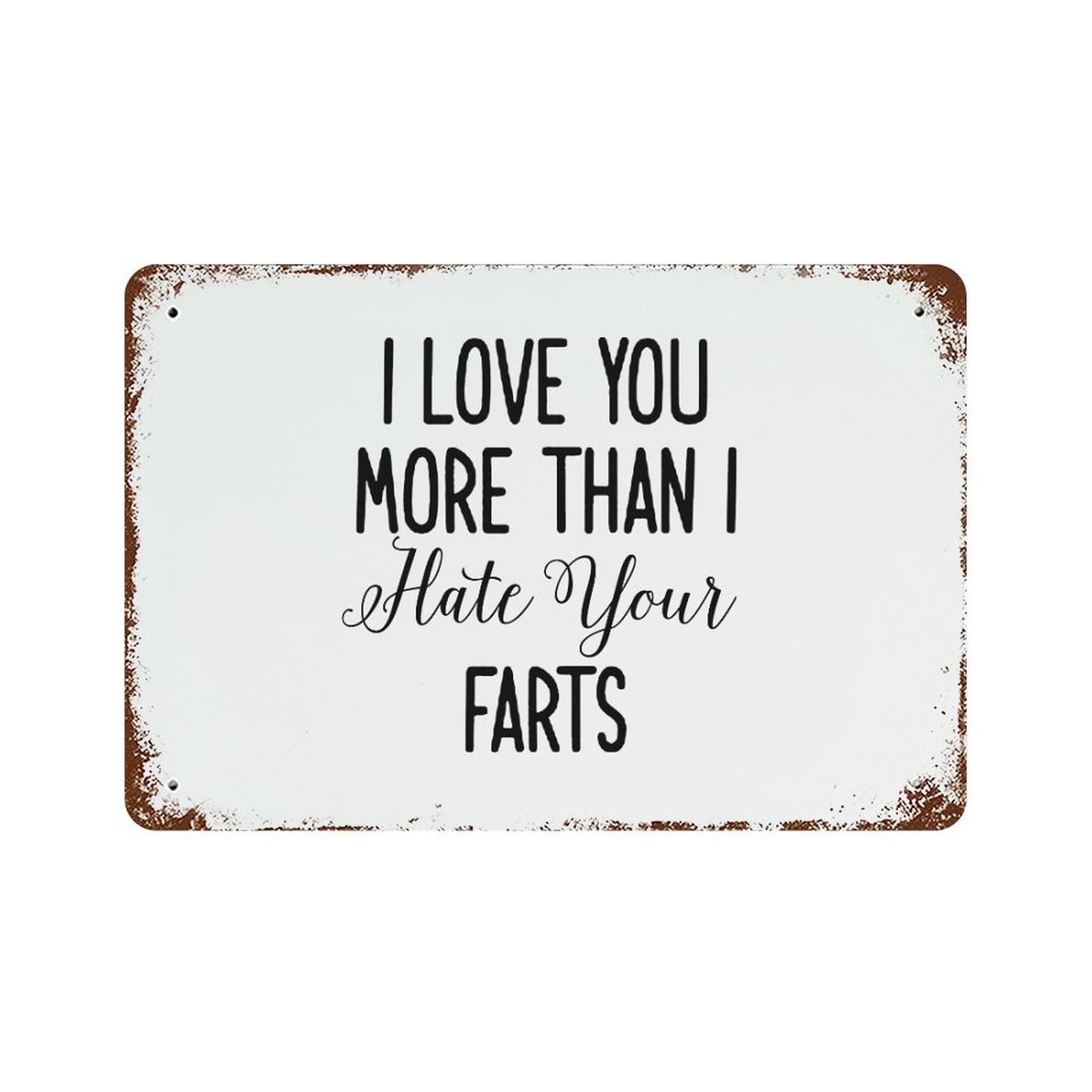 Panneau mural rétro I Love You More déco humoristique pour couple 30x45cm