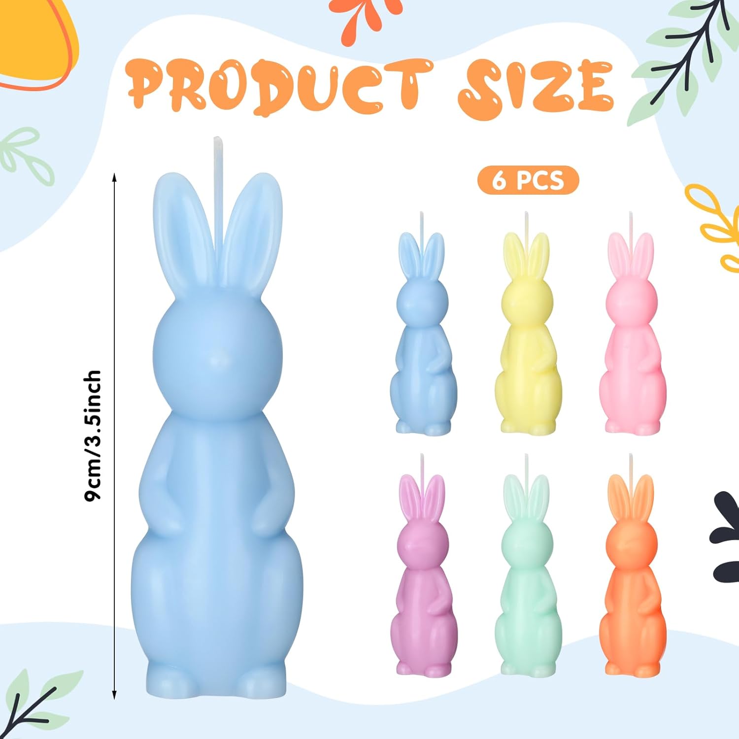6 Pcs Easter Bunny Candle Pastel Easter Candles Cute Bunny Decorations Spring Rabbit Table Home Decor for Spring Party Favors Decoration Centerpiece - Image 2