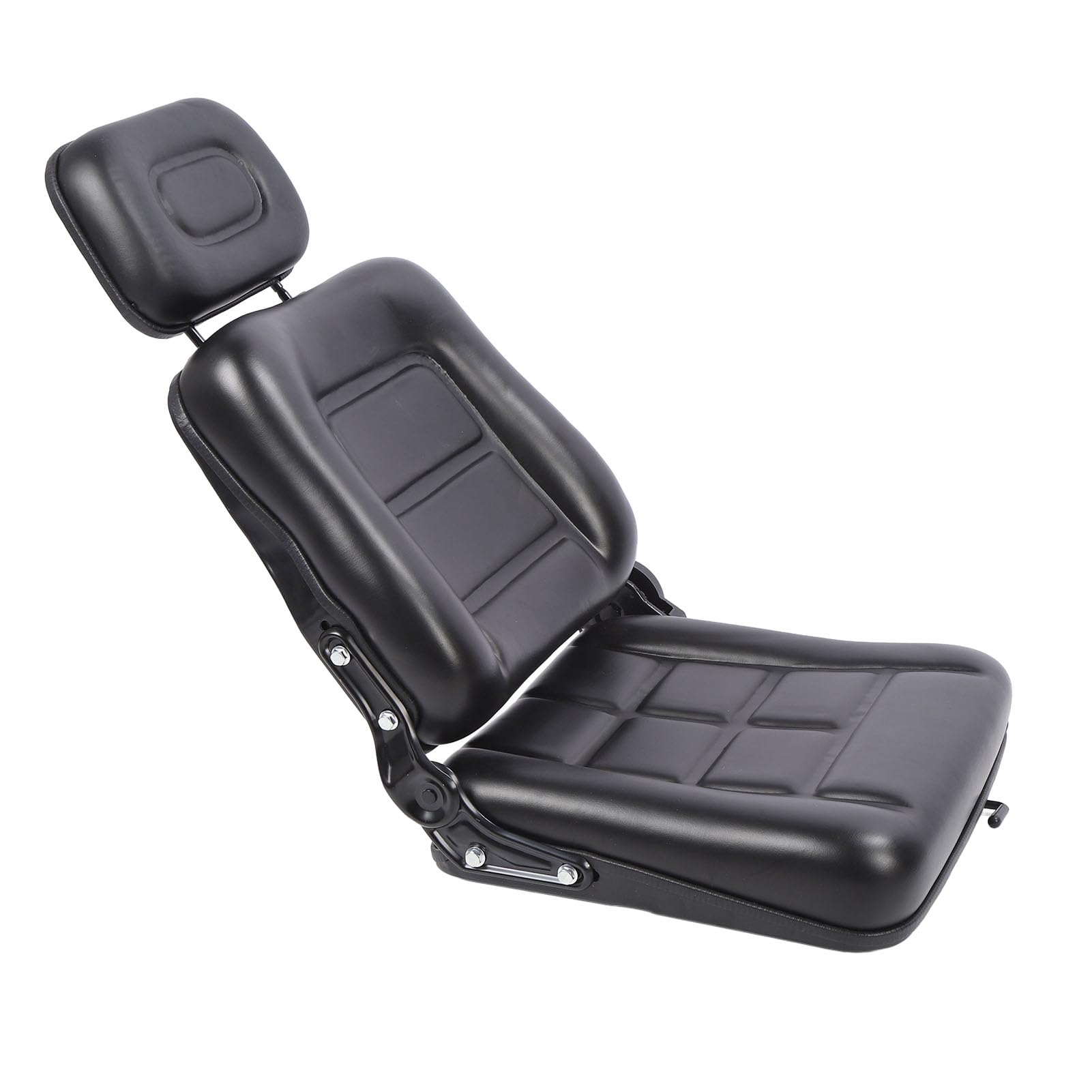 Jiawu Asiento de Carretilla Elevadora, Ajuste Universal con Interruptor de Ajuste de Riel Deslizante Reposacabezas de 3 Niveles para Volquete, Cortacésped, Cargador Deslizante, Manipulador (Sin
