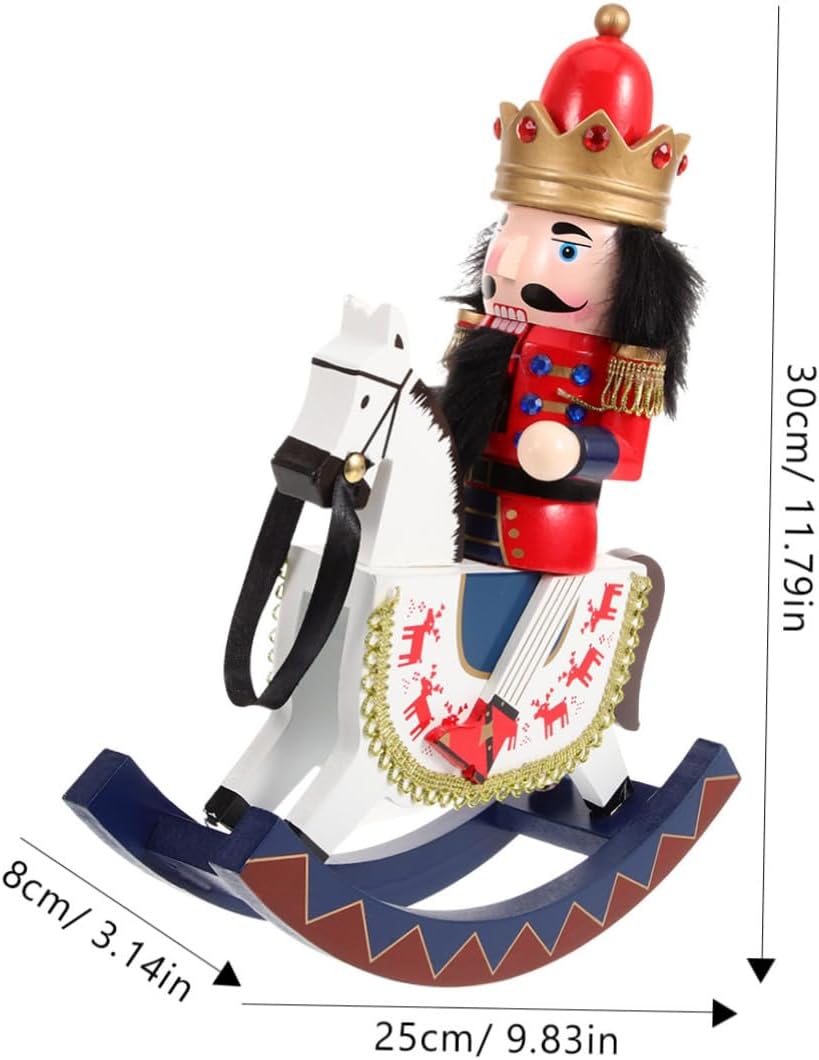 Wooden Nutcracker Soldier Puppet with Horse Design Festive Christmas Decor for Desktop Cabinet and Tabletop Display Intricate Craftsmanship Collectible Ornament