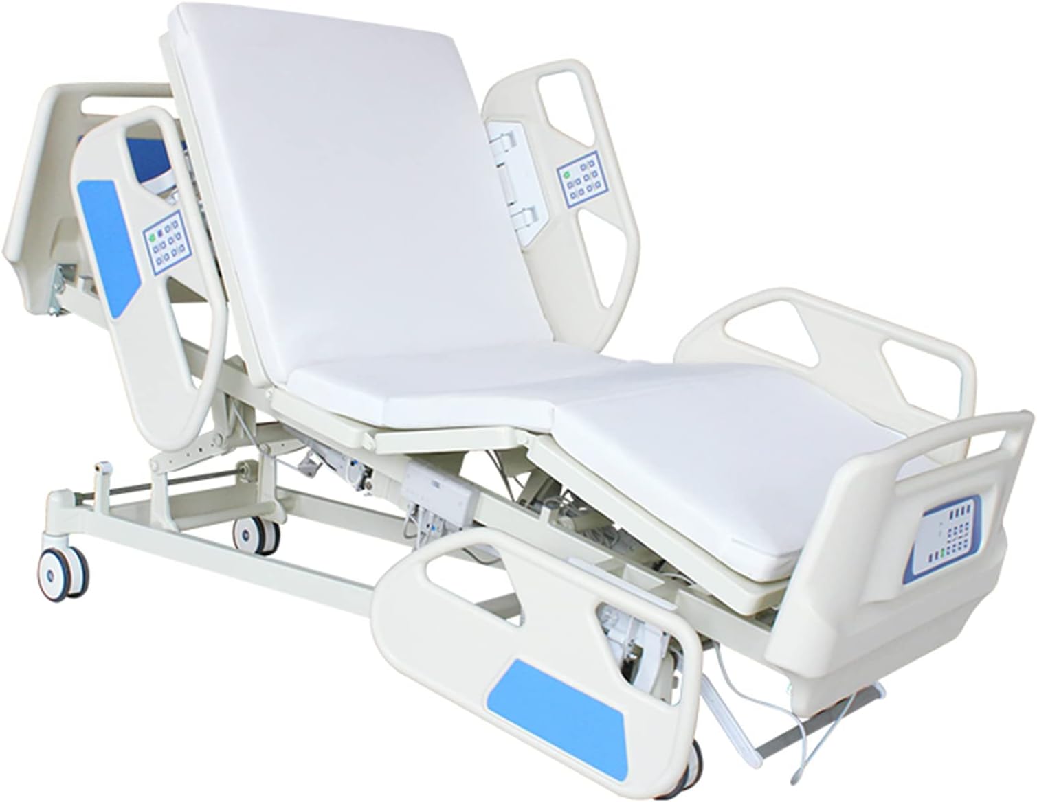 Multi Function Hospital Bed, 5 Functions Electric Hospital ICU Bed for Patient - for Home Care Use and Medical Facilities - Fully Adjustable, Easy Transport Casters