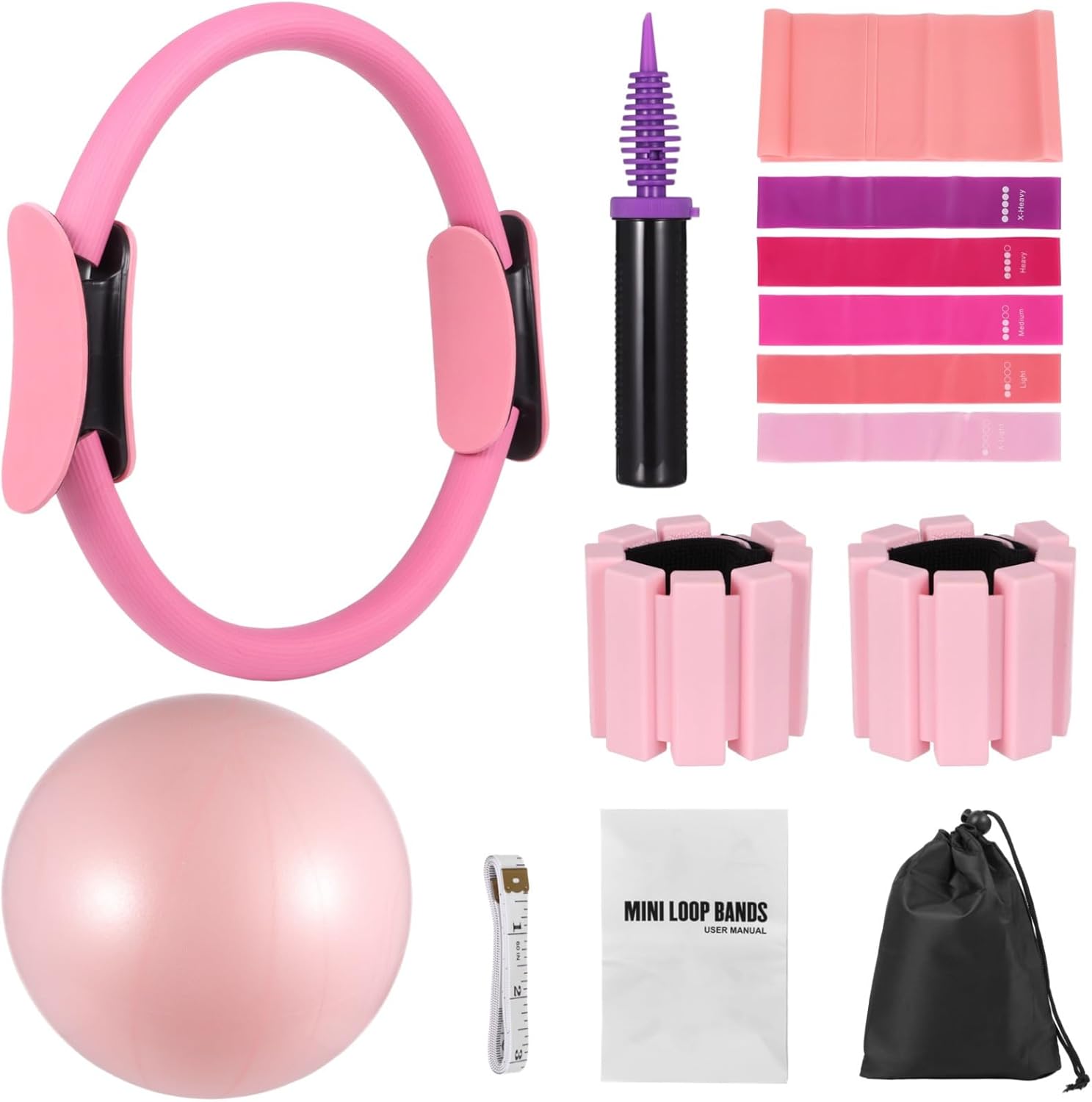 Kit de Pilates para Mujeres con Aro, Pelota, Pesas y Bandas