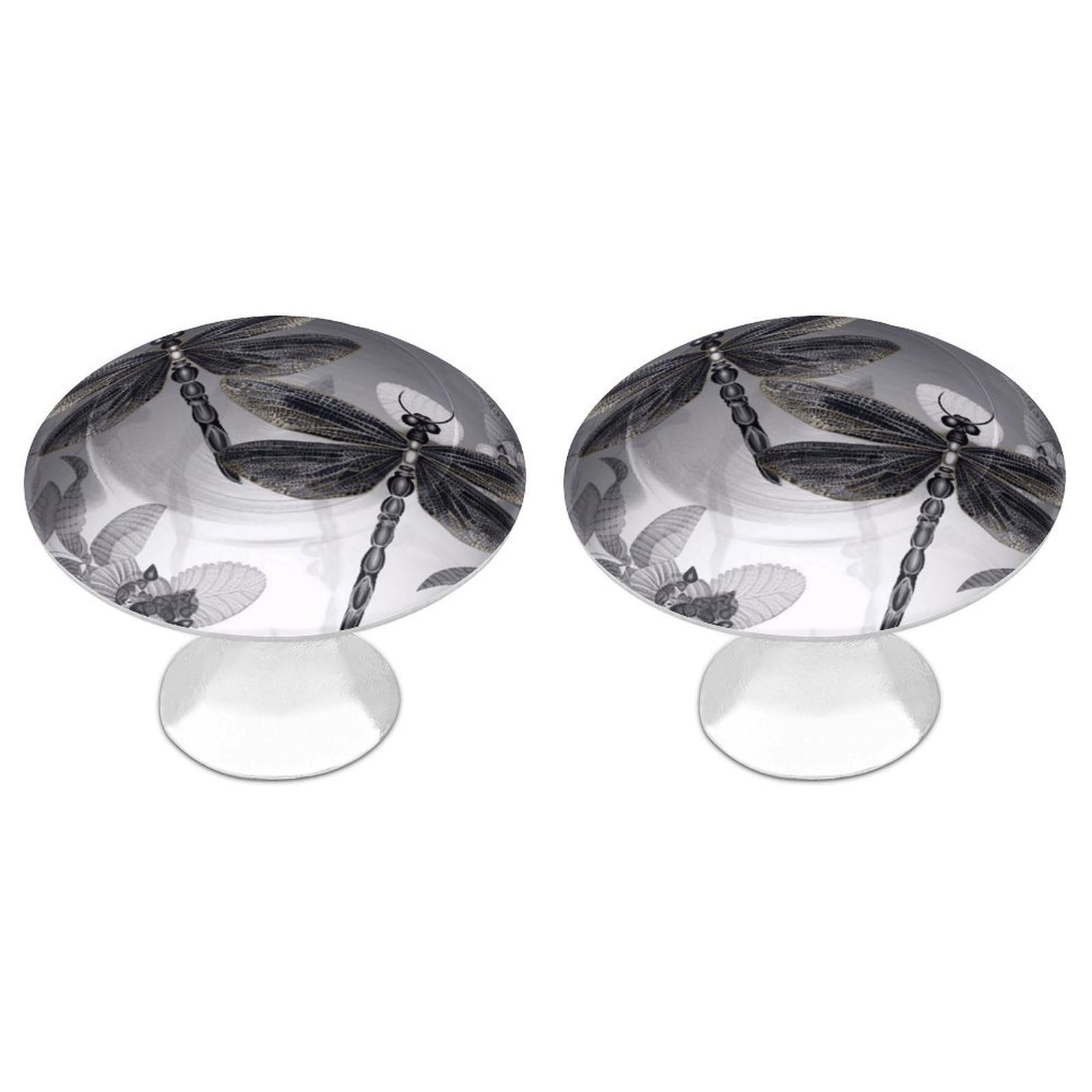 Vstadank Style Dragonflies Grey Cabinet Knobs Round Wardrobe Pulls Simple Drawer Handles With Screw Aluminum Alloy Closet Door Pull Modern Cabinet Hardware For Dresser Drawers 2 Pack