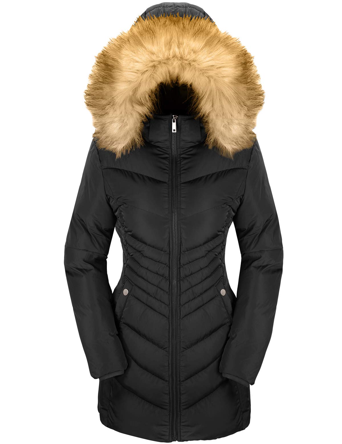 SzoryWomen's Down Jacket Winter Long Puffer Parka Coat with Removable Fur Hood