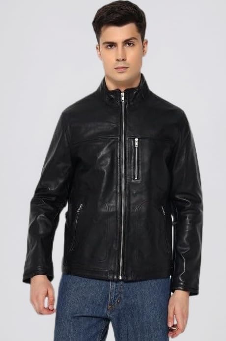 Luxe Black Men's Leather Jacket for Men | Full Sleeve | Latest Stylish Jacket | Winter Wear Bomber Jacket for Everyday Wear