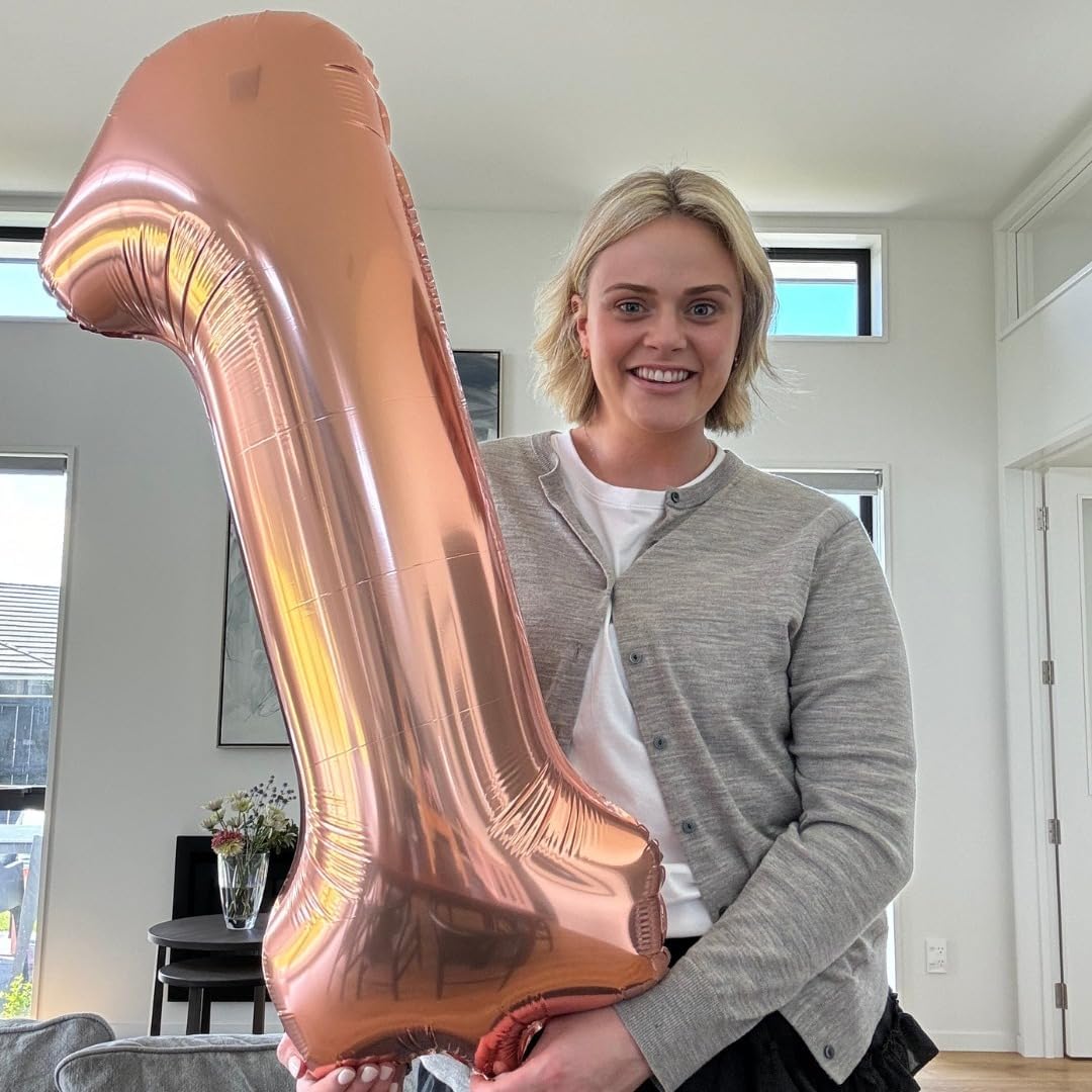 Rose Gold Number 1 Balloon 40 Inch, 1st Birthday Decorations Men Women image 2