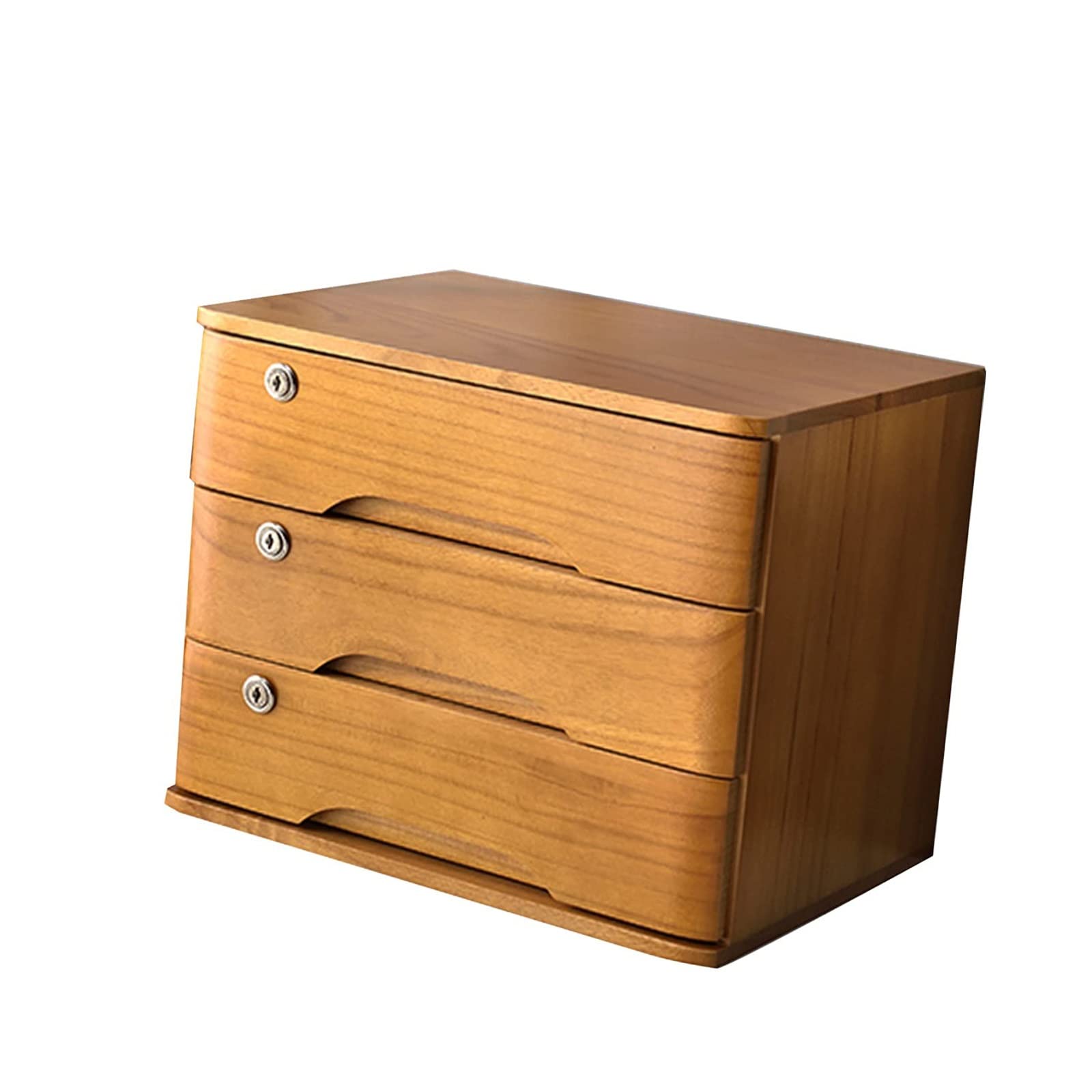 ASerZenith Wooden Desktop Storage Box With Lockable Drawers For A4 Documents Nize Your Desktop With This Stylish File Cabinet Nizer,B-3 Drawers