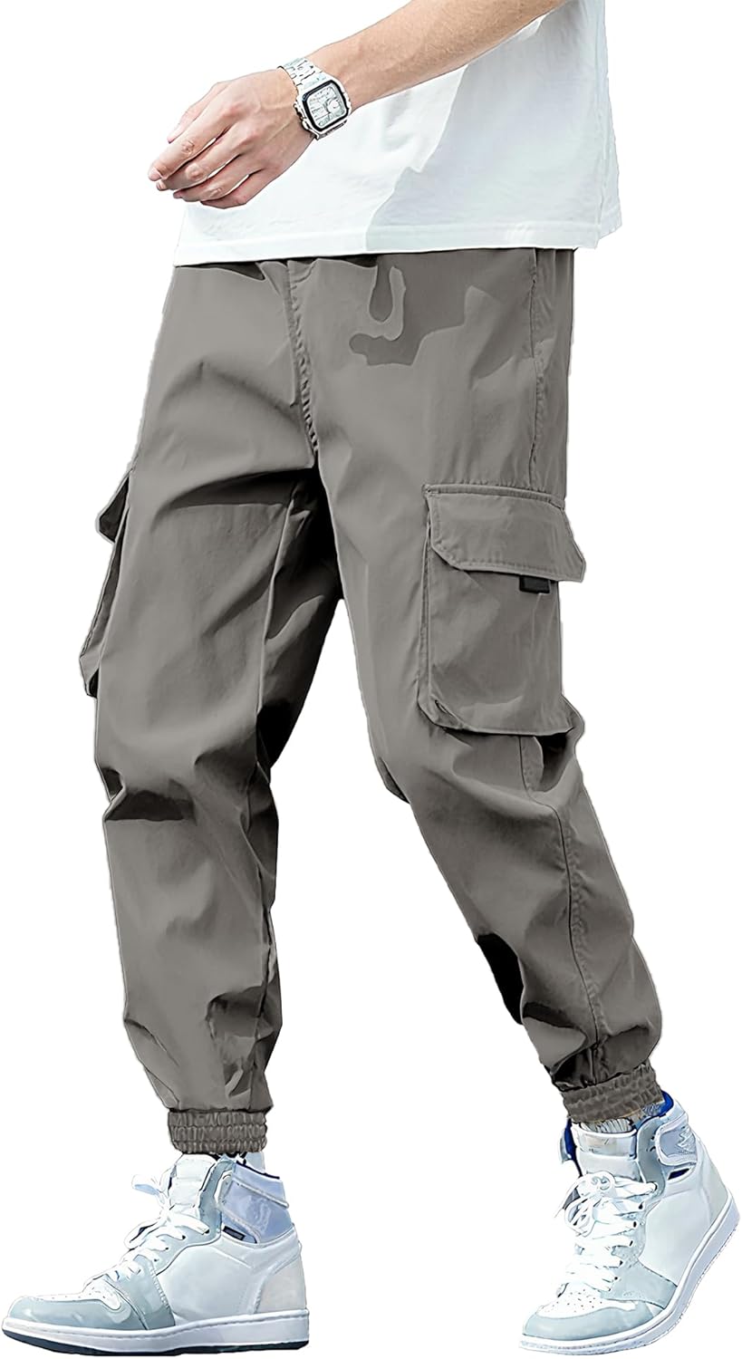 HOTake Men's Stretch Cotton Cargo Pants Elastic Waist Cargo Joggers
