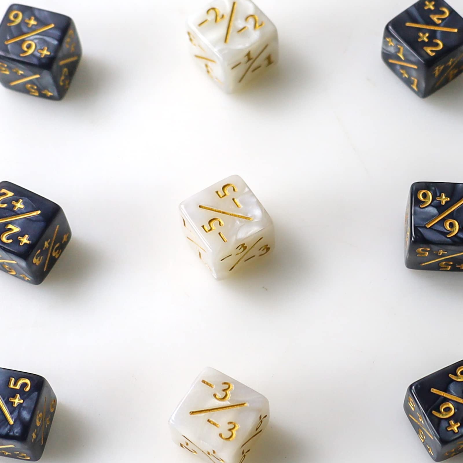 24 Pieces MTG Dice Counters Token Dice, Magic The Gathering Glitter Sparkle Dice, Loyalty Dice Starry Marble D6 Dice Cube Compatible with MTG, CCG, Card Gaming Accessory (Black and White) 3