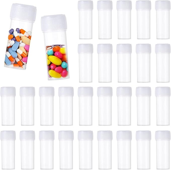 100 Pieces Test Tubes Plastic Sample Bottles Screw Caps Mall Plastic