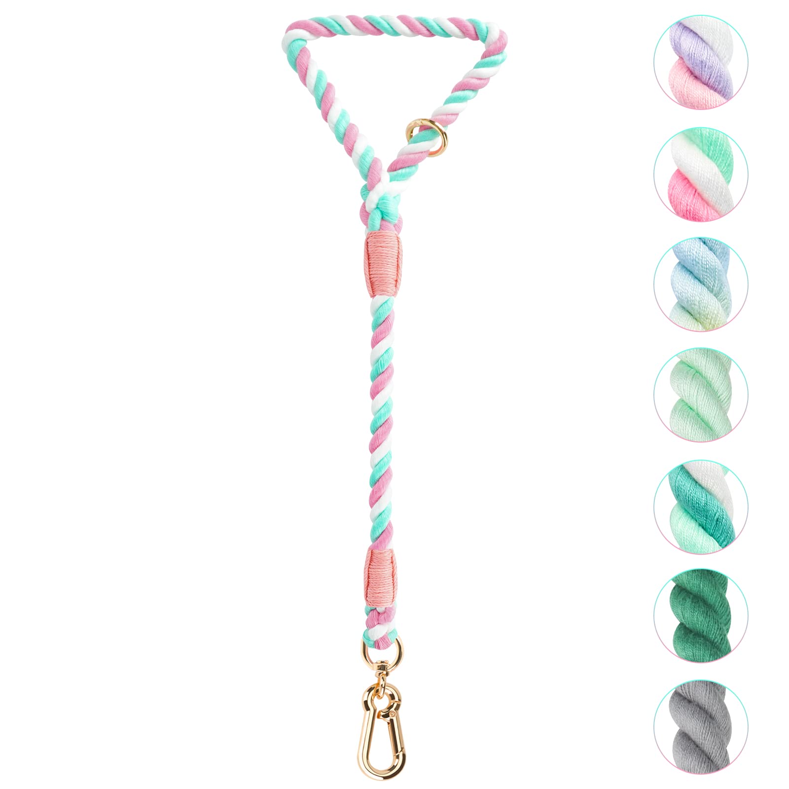 NUGUTIC Handmade Braided Cotton Rope Leash with Heavy Duty Metal Clasp, Cute Wedding Dog Leash (Cherry Blossom Pink, 22 Inches) โ image 1