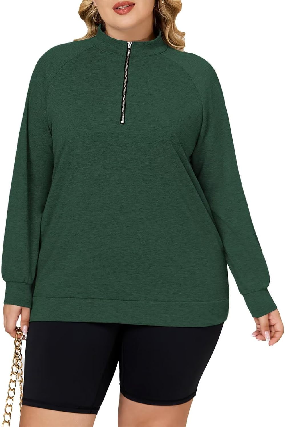 DOLNINE Plus-Size-Sweatshirts for Women Casual Oversized Half Zip Pullover Tops Dressy Long Sleeve Crewneck Blouses Shirts - Image 2