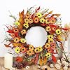 20 Artificial Fall Floral Wreath Orange Daisy Autumn Wreath Wildflowers Wreath for Front Door Wall Window Farmhouse Indoor Outdoor Decoration Thanksgiving Harvest Festival Celebration