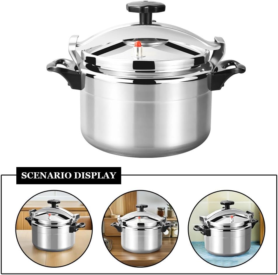PRETYZOOM Pressure Cooker Stainless Steel, One-hand Lock Cooking Pot Compatible with Gas & Induction, for Large Meals, Dishwasher Safe, Meals, Soups(11 Quatrs)