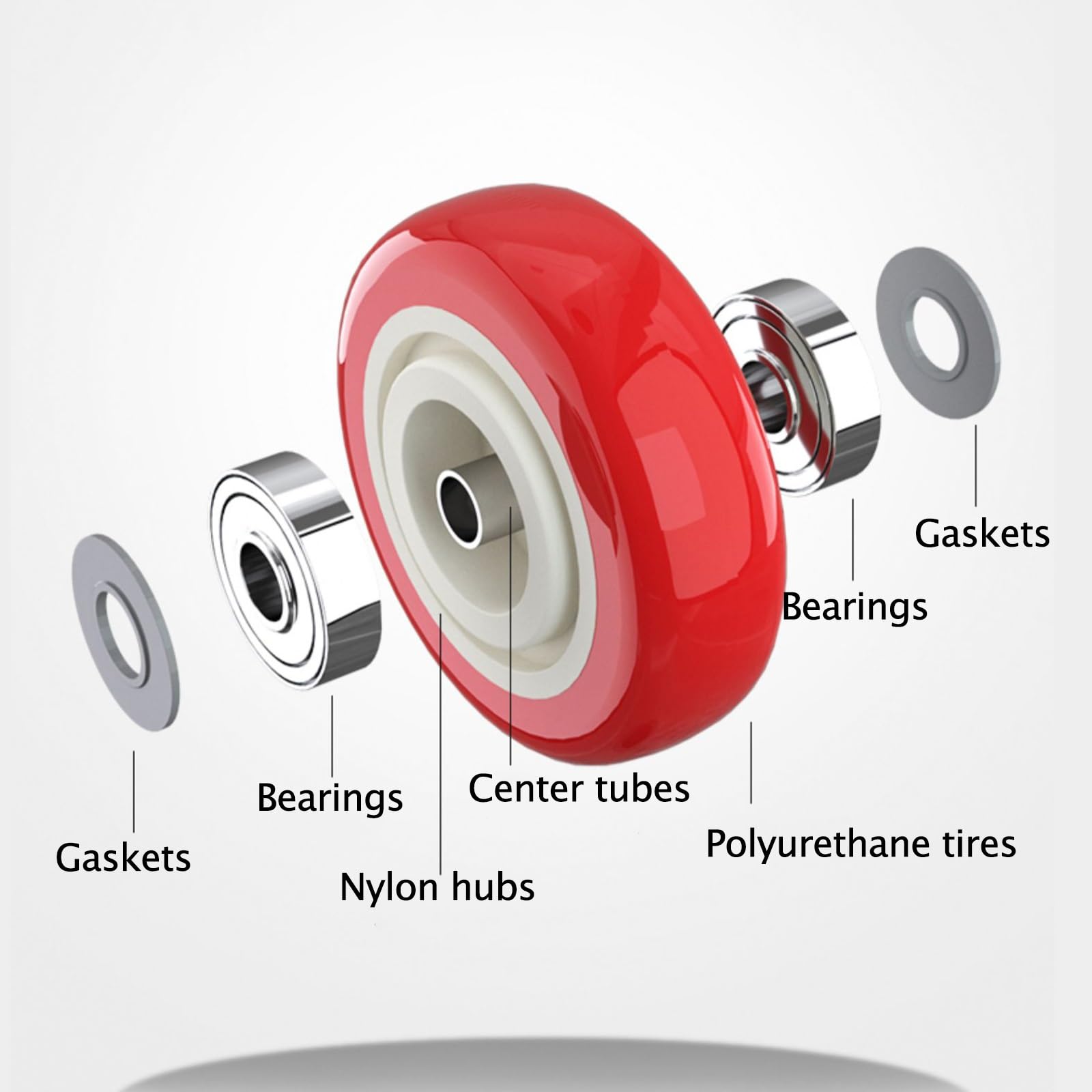 3" 4" 5" Lenkrollen, 4er-Set Schwerlastrollen (2 Lenkrollen + 2 Bockrollen), Industrierollen mit Platte für Plattformwagen, Wagen, Werkbänke(7.5cm/3in)