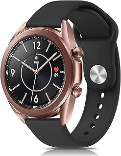 Meliya Band for Samsung Galaxy Watch 3 Bands 41mm Women Men, 20mm Adjustable Soft Silicone Sport Strap Replacement Band for Galaxy Watch 3 41mm (Black)