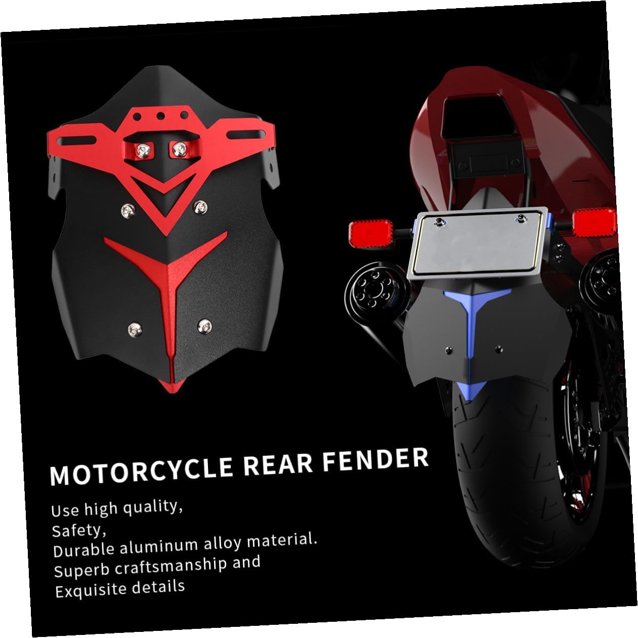 Aluminum Alloy Rear Fender Mud Guard for Motorcycle Off-Road Dirt Bike, Red Rear Mudguard Splash Guard Motor Accessory for Motor Modification