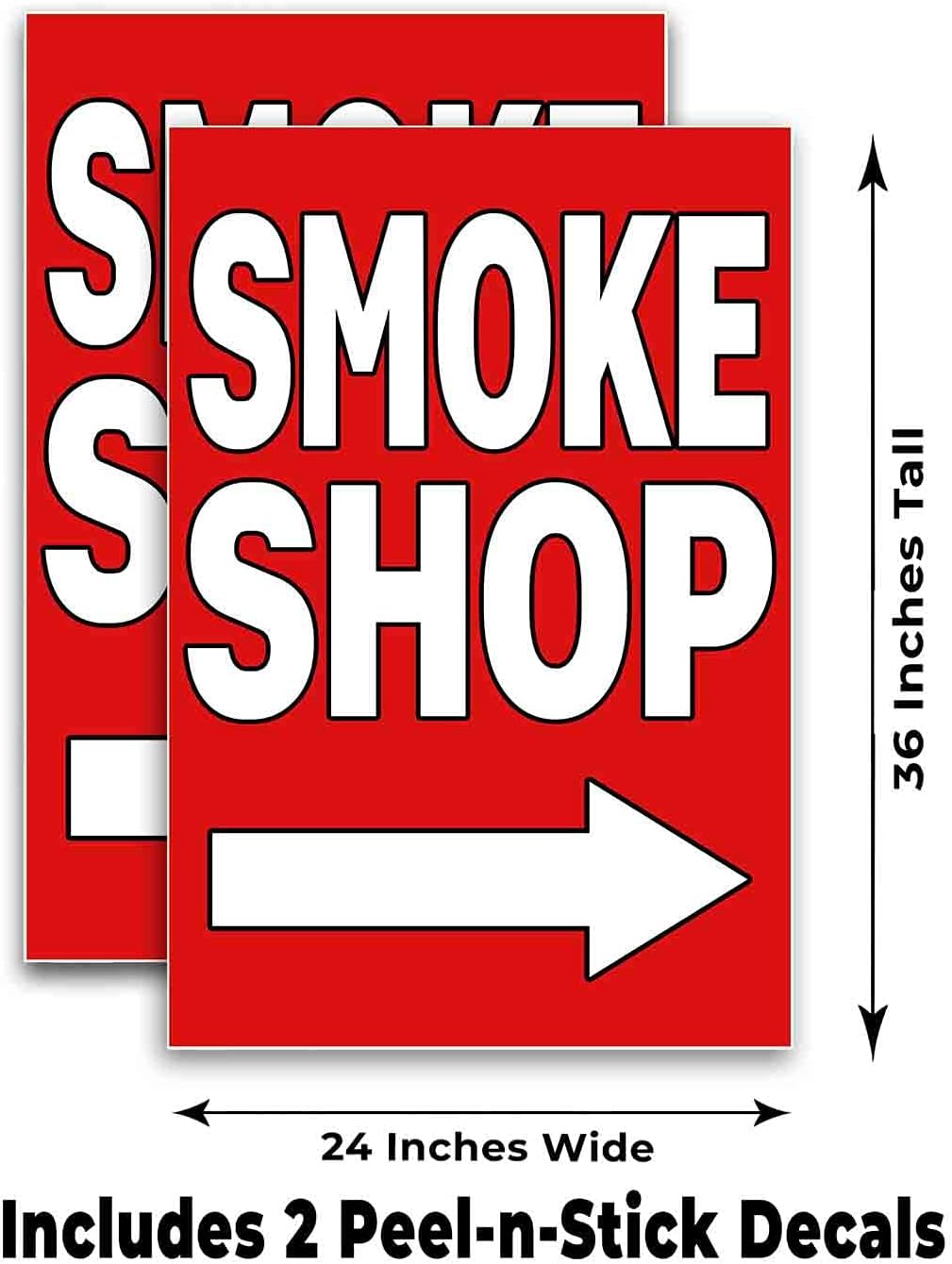 Smoke Shop Right Arrow (24" X 36") Vinyl Decal Only (Pack of 2) |Sign|Sticker|Poster