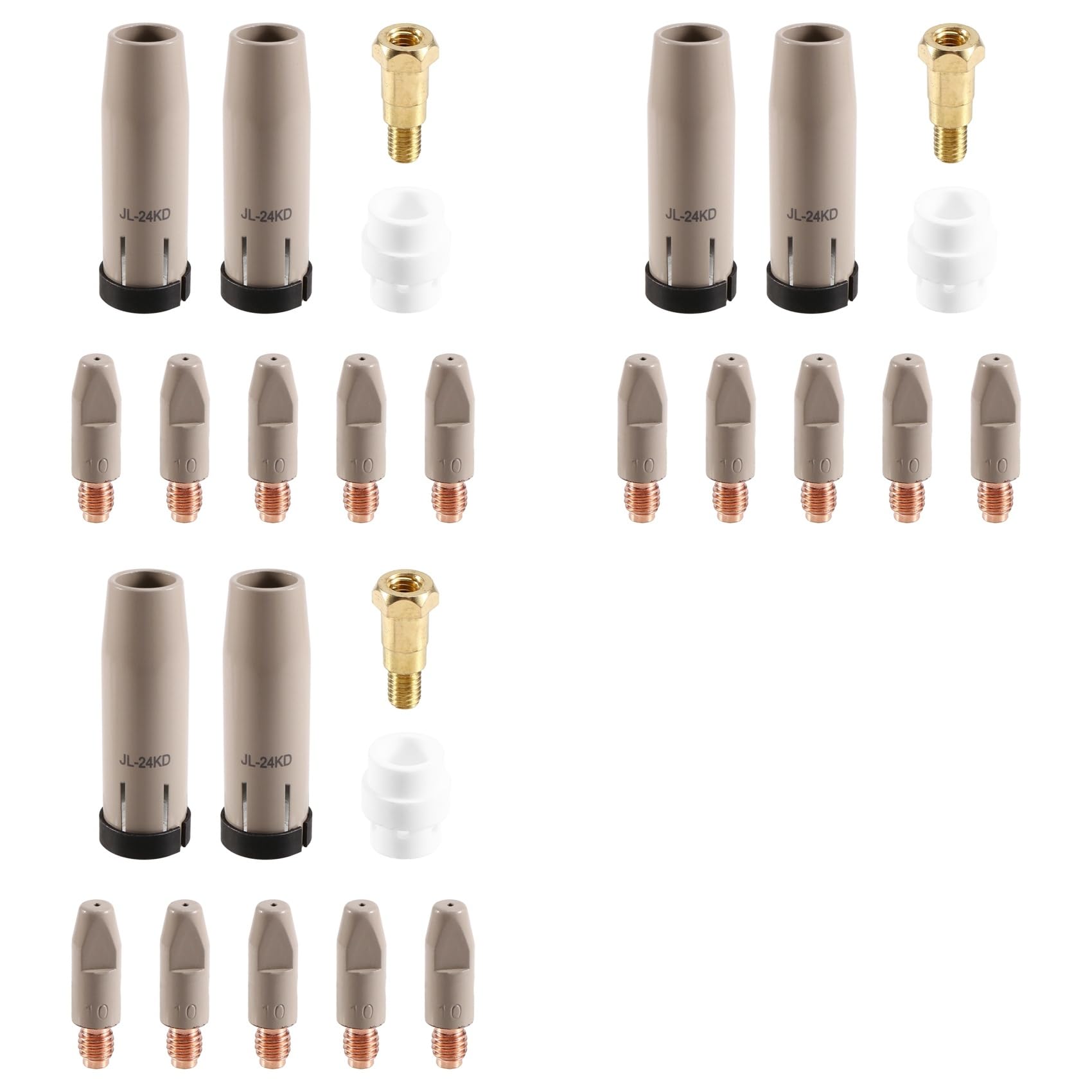 Jnchdghwa As Shown 27Pcs 24Kd Coating Protection Nozzle 1.0Mm Mig Torch Gas Nozzle Tip Holder Of 24Kd Migmag Welding Torch