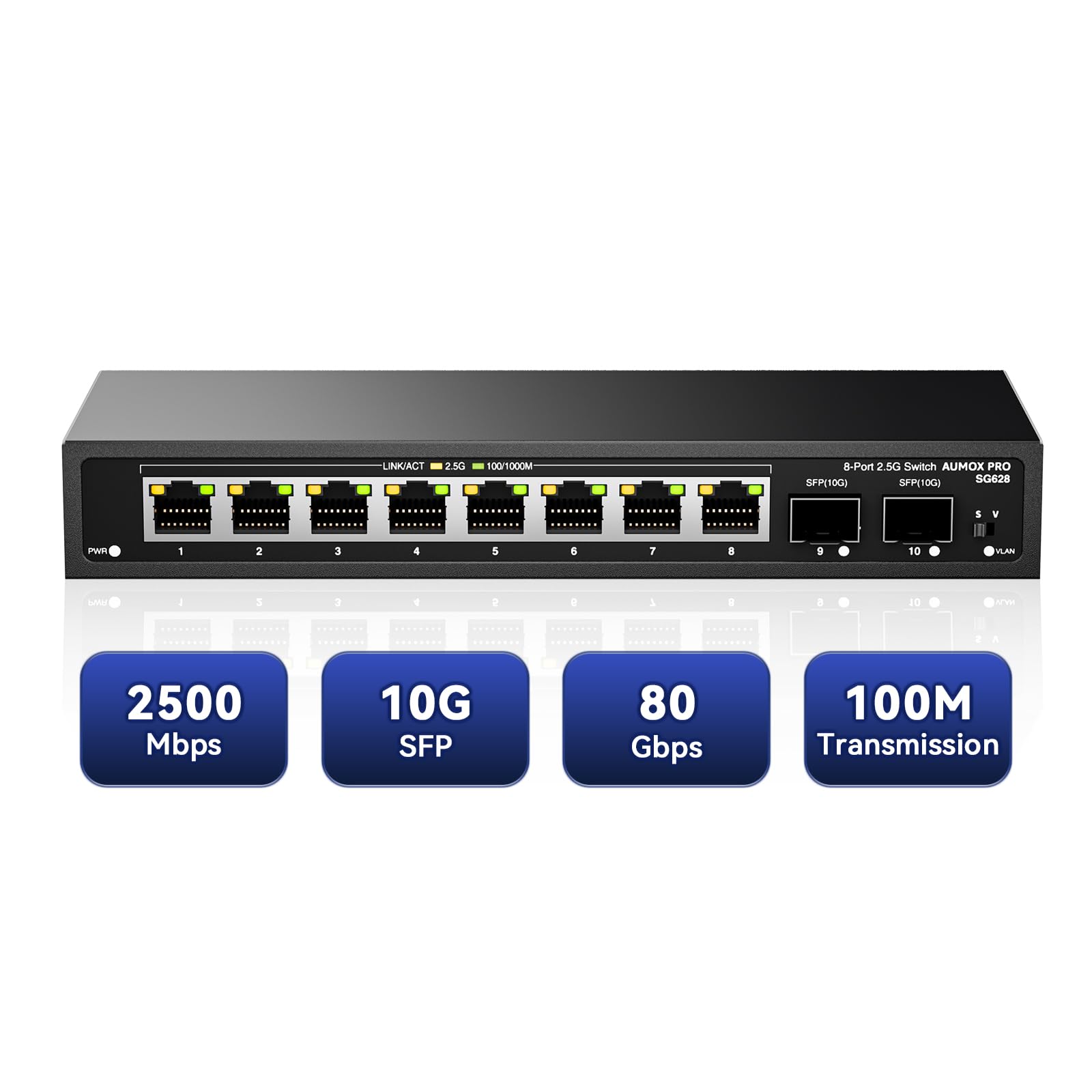 Amazon.com: 10 Port 2.5Gb Unmanaged Ethernet Switch with 8* 2.5G
