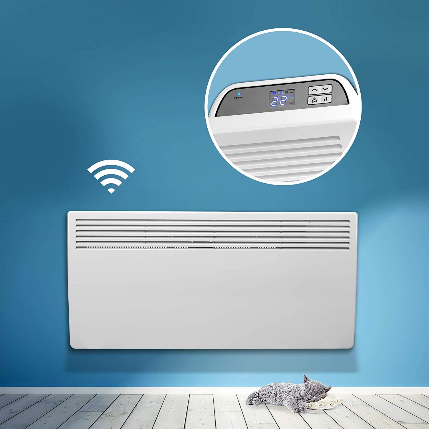 Devola 2000W Wifi Enabled Eco Electric Panel Heater, Smart radiator works  with Alexa, Energy Efficient Adjustable Thermostat with Timer, wall mounted  radiator u0026 Floor Stand, Lot 20, DVM20WF : Amazon.co.uk: DIY u0026 Tools
