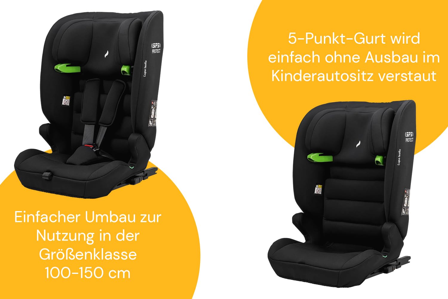 OSANN - Fotelik samochodowy Lupo Isofix i-Size - 76-150 cm - 15 miesięcy do 12 lat - Grupa 2/3 -, 14 wysokości, 5-punktowe pasy bezpieczeństwa, Montaż przodem do kierunku jazdy