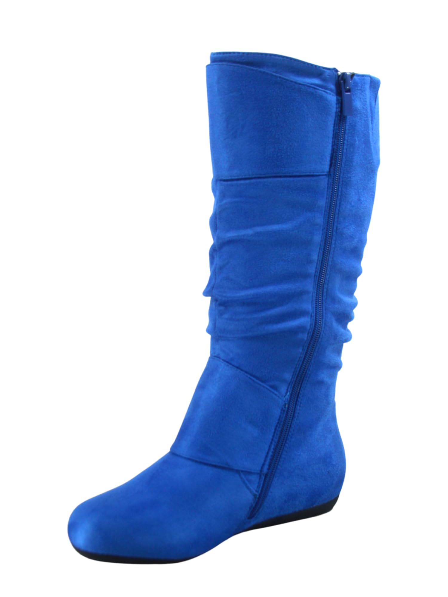 toozonTZ Zone-38 Women's Closed Round Toe Flat Heel Buckle Slouchy Mid-Calf Casual Boots