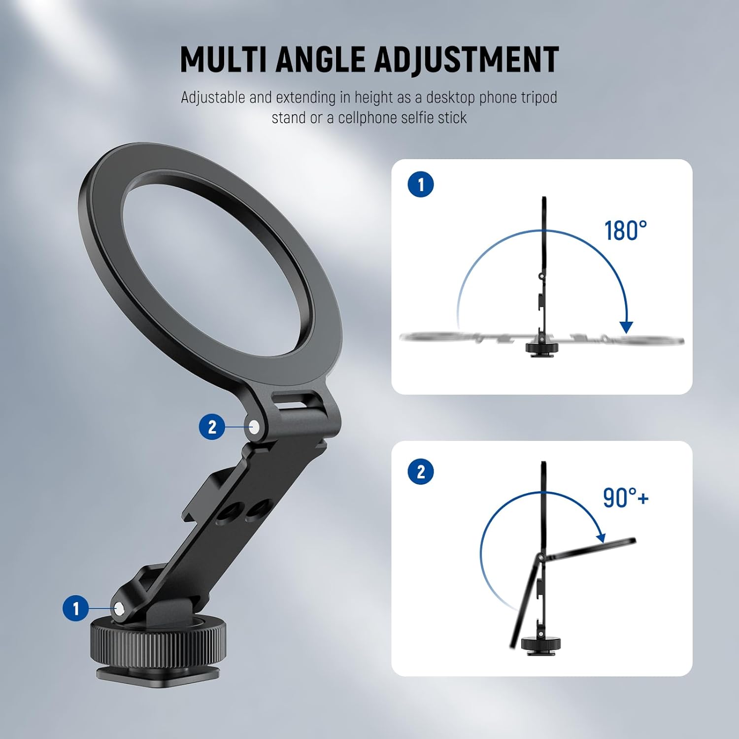 NEEWER Magnetic Tripod Phone Mount Cold Shoe Adapter, Aluminum Compact Lightweight Portable Phone Holder Attachment for Camera, Compatible with MagSafe iPhone Samsung Android Video Recording, CA163