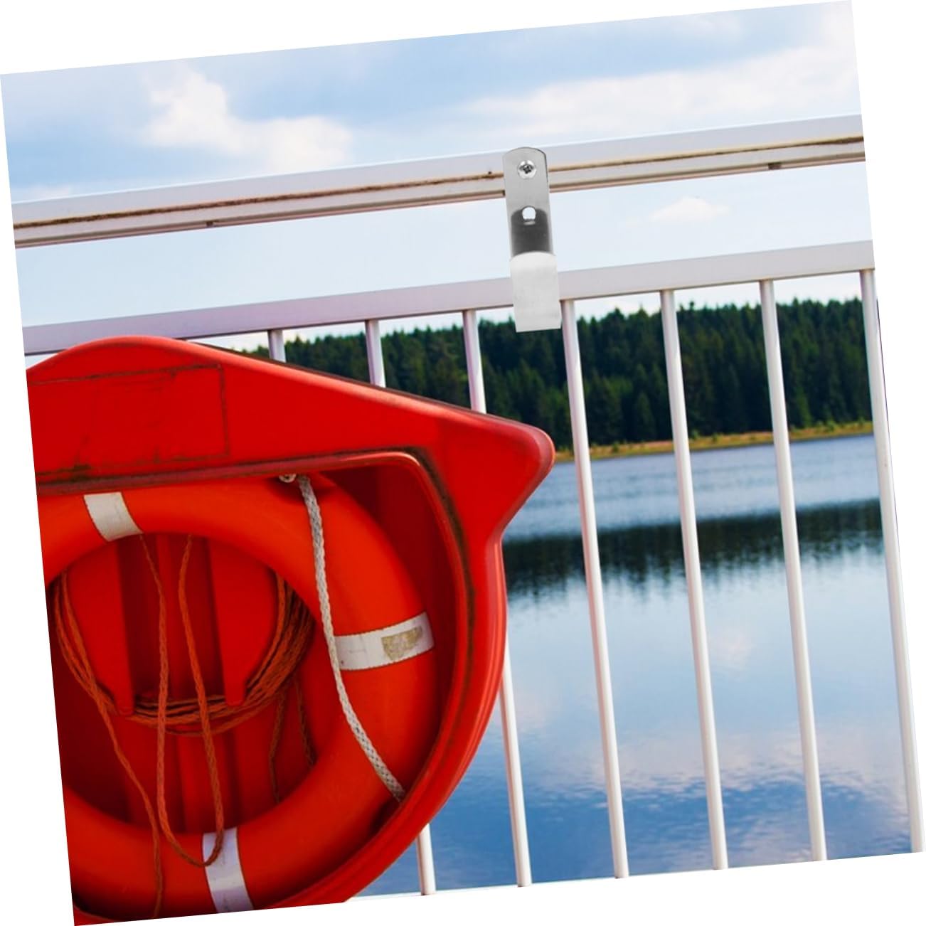 2pcs Life Holder Hooks Storage for Swimming Pool Boat Fences Easy Installation Safety Hooks for Garage Outdoor Use