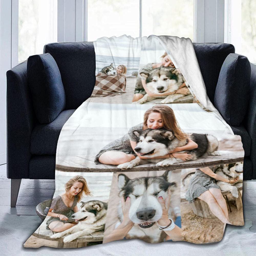Gudina personalised blanket Custom Blanket with Photos Text.Custom Blanket with 1-9 Photo Collages.Flannel Blankets for Family Birthday Wedding Gift Fits Couch Sofa Bedroom Living Room-180cmX200cm - Image 2